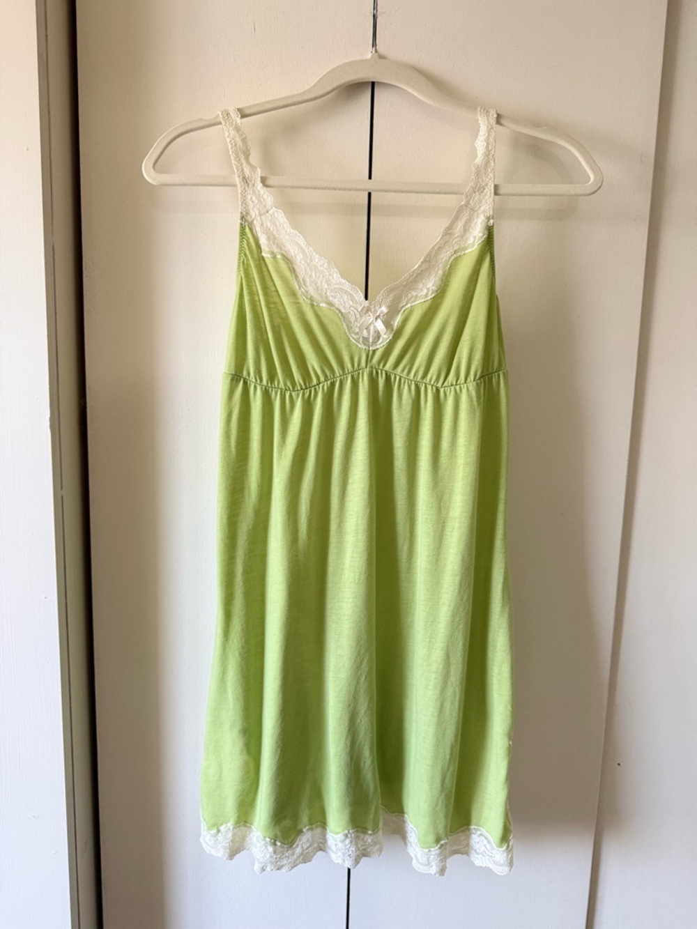 Vintage Eberjey Lace Modal Peignoir Set Pistachio Chemise & Robe Set Lady Godiva - Picture 2 of 15